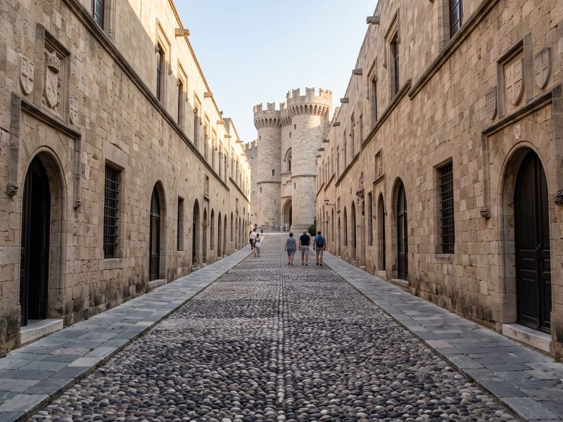 The Street of the Knights in Rhodes Old Town, leading up to the Palace of the Grand Master