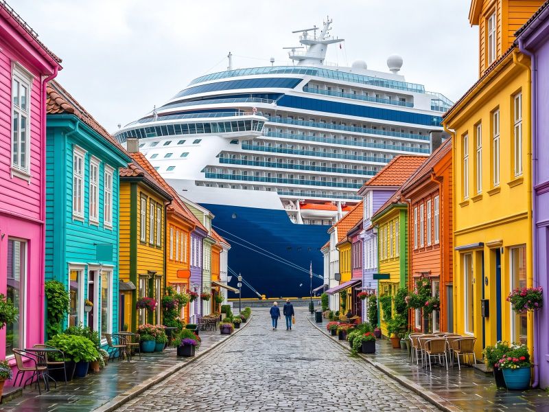 The brightly painted houses of Øvre Holmegate in Stavanger